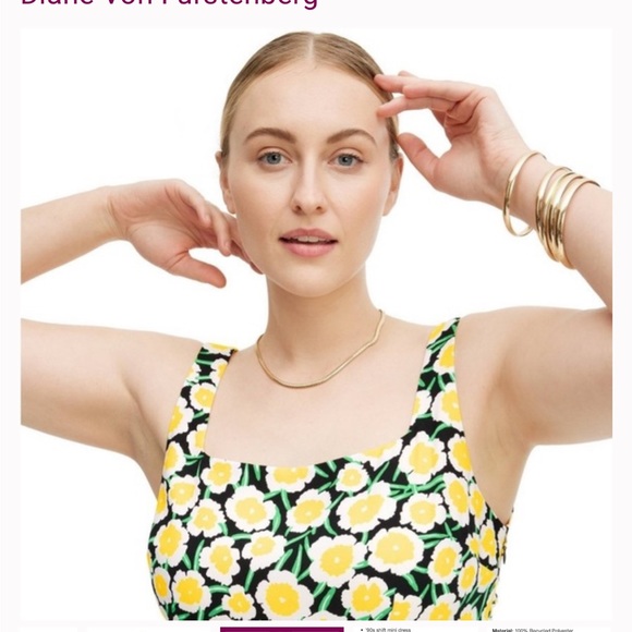 Diane Von Furstenberg DVF sunflower shift dress size 2 - Picture 2 of 9